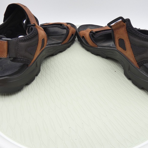 Ecco Yucatan Mens US 10-10.5 Sport Hiking Sandals Black Brown Leather Outdoor - Picture 6 of 9